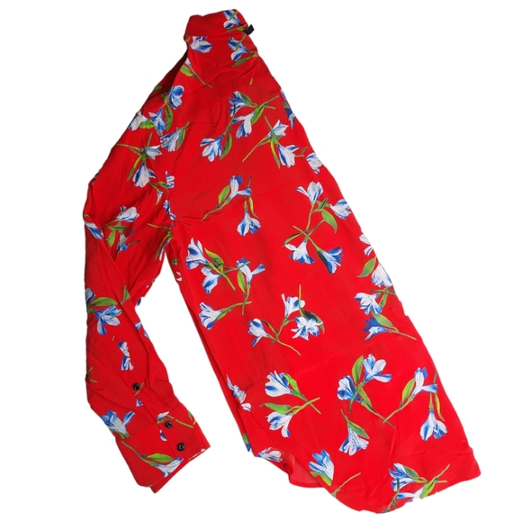 Rag & Bone Women's Anderson Shirt button front in Red Floral crepe size Medium - Picture 7 of 10